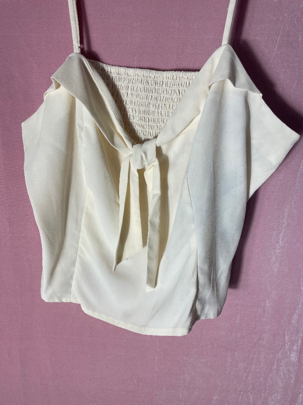 NWT ModCloth Sz. L buttercream spaghetti strap cami-blouse with bow